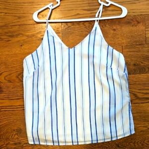 Blue and White Striped Women's Top